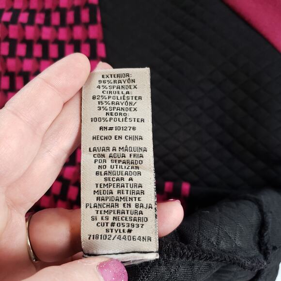 Eci New York Dress Womens 10 Midi Burgundy Black Sleeveless Colorblock Workwear - Picture 7 of 12